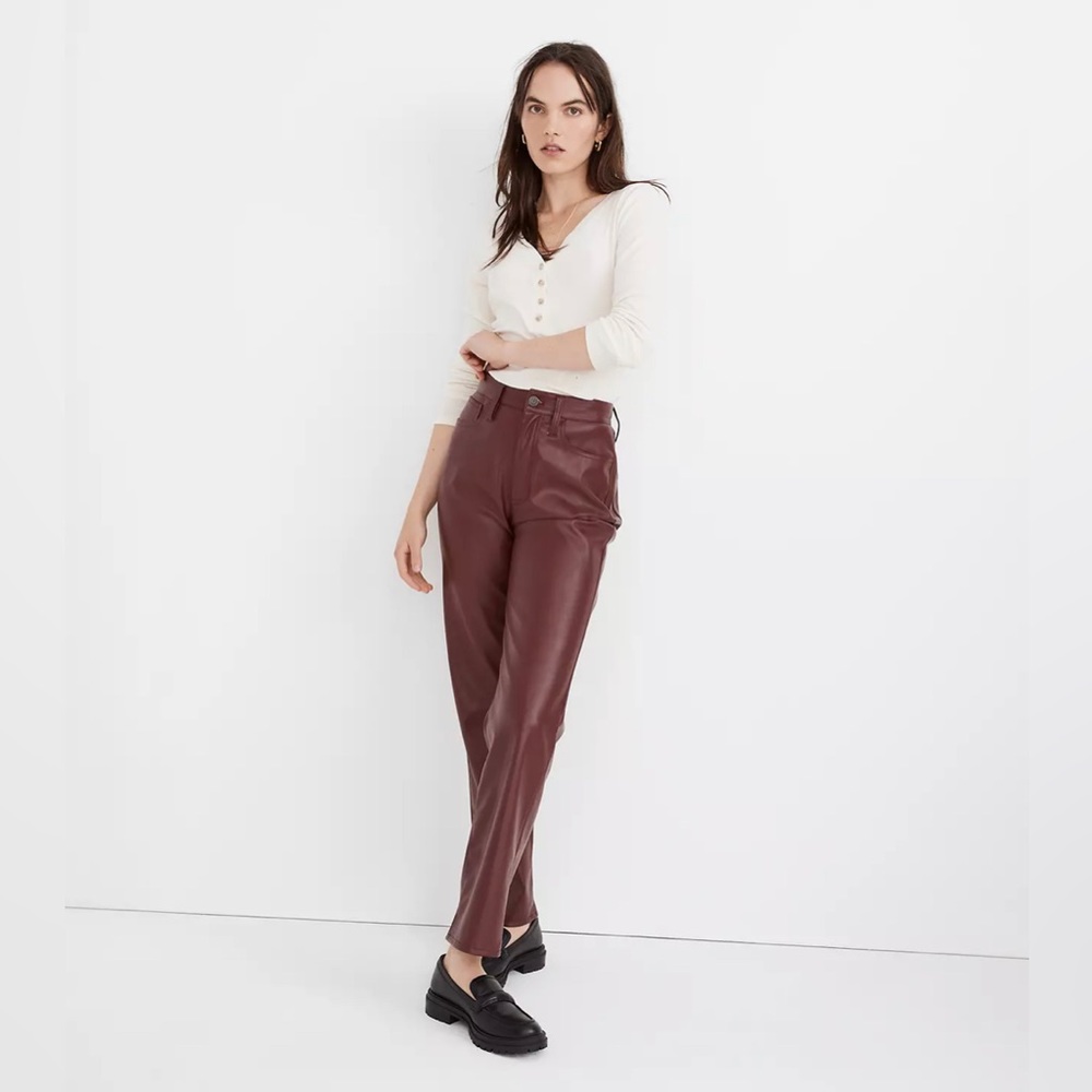 Madewell Women's Straight Leg Pants in Burgundy